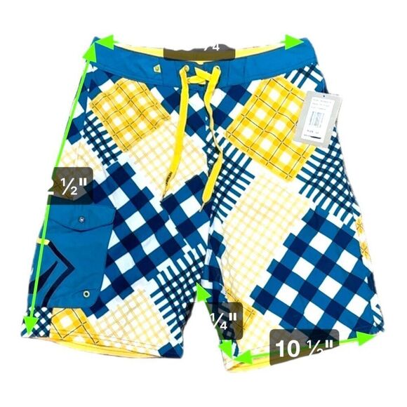 RedSand Patches Mens Board Shorts Swim Trunks Bathing Suit 32 Faience Blue READ - Picture 6 of 6